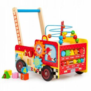 Drevené chodítko | hasičské vozidlo + labyrint (Bazár) je hračka vyrobená z vybraných vysoko kvalitných materiálov so špeciálnym účelom.