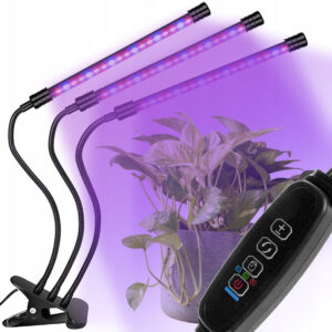 3x lampa pre pestovanie a rast rastlín 60 LED + diaľkové a časovač - vyžaruje 630nm (červené svetlo) a 470nm (modré svetlo) a fialové svetlo.