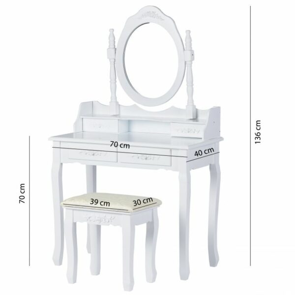Toaletna mizica z ogledalom + stol | Grace