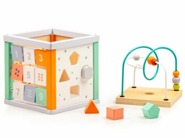 Izobraževalna lesena kocka z labirintom | 5v1