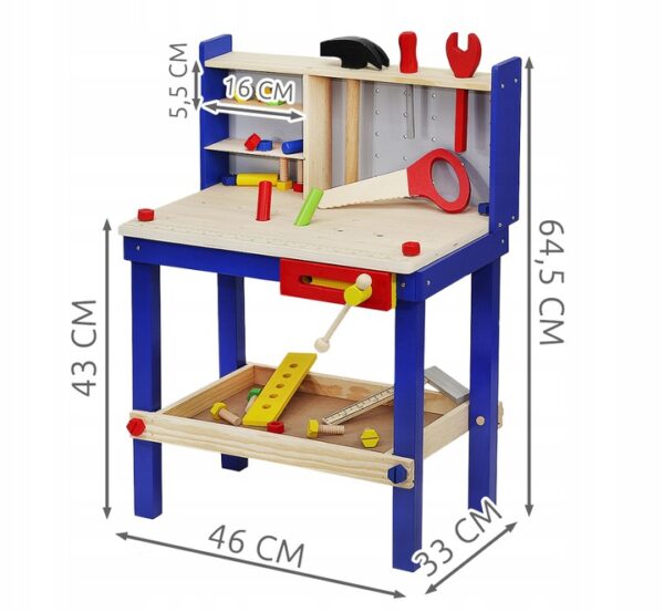 Otroška lesena delavnica z orodjem | 30 kosov