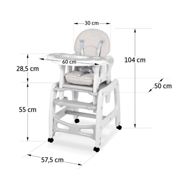 Otroški jedilni stol Sinco 5v1 | siva