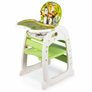 Otroški jedilni stol in miza 2v1 ZOO | zelena