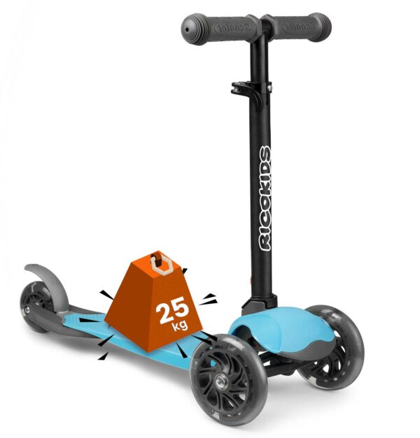 Otroški skuter - tricikel s kolesi LED | črno-modra