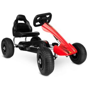Otroški gokart s pedali | rdeča barva ima nastavljivo in udobno sedlo. Sedež enostavno prilagodite otrokovi višini. Odlična zabava za vašega otroka.