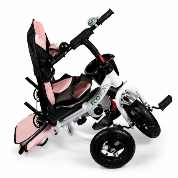 Otroški tricikel - vrtljiv za 360° | Deluxe roza