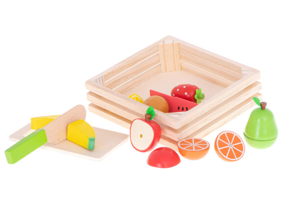 Otroška lesena magnetna košara za rezanje sadja
