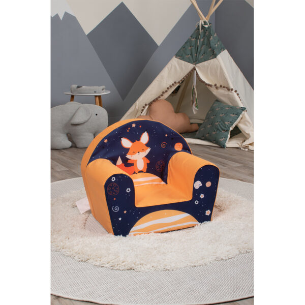 Otroški stol z lisico | modro-oranžna