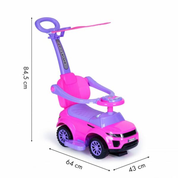 Otroški voziček s streho - 3 v 1 | roza