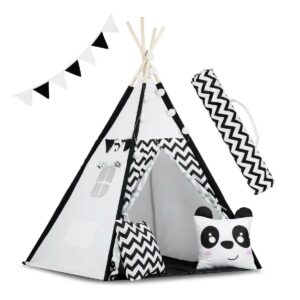Otroški šotor TeePee s pando | črno-belo