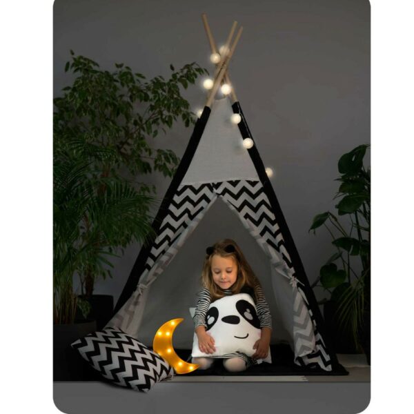 Otroški šotor TeePee s pando | črno-belo