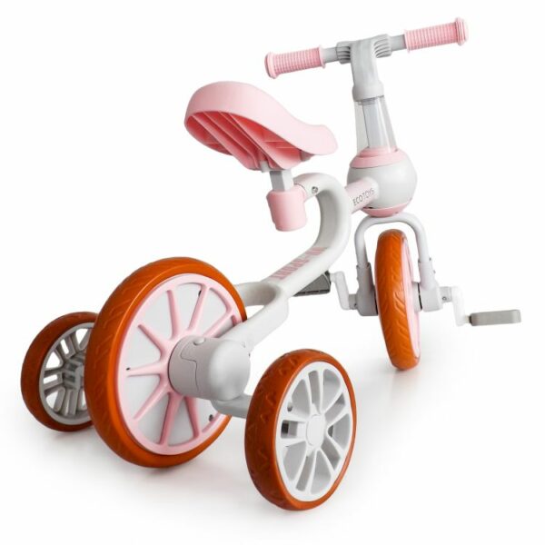 Otroško kolo in skuter s pomožnimi kolesi 4v1 | roza