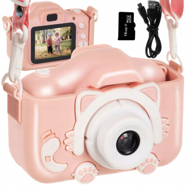 Otroški digitalni fotoaparat + 16 GB micro SD | roza