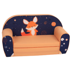 Otroški kavč z lisico | modro-oranžna