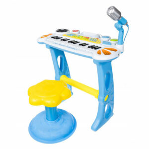 Otroški klavir z mikrofonom in stolčkom | modra