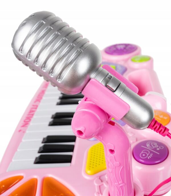 Otroški klavir z mikrofonom in stolčkom | roza
