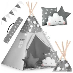 Otroški šotor TeePee z lučkami | siva je odličen namig za darilo, ki bo zagotovilo dobro zabavo za vse člane gospodinjstva.