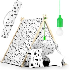 Otroški šotor TeePee - gozdne živali | bela