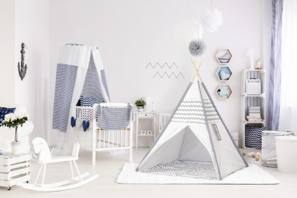 Otroški šotor TeePee | siva in bela