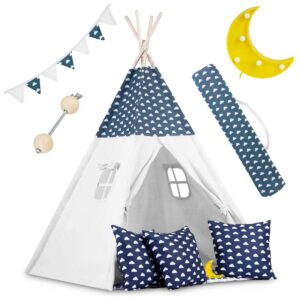 Otroški šotor TeePee z lučkami | mornarsko modra