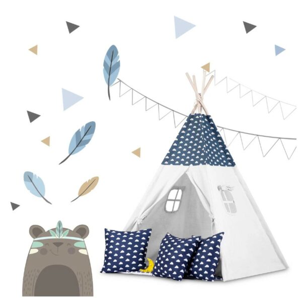 Otroški šotor TeePee z lučkami | mornarsko modra