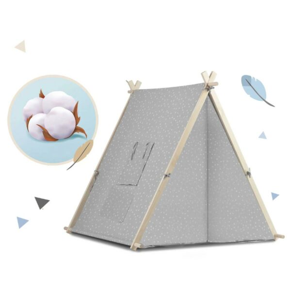 Otroški šotor s svetilko in blazinami | siva