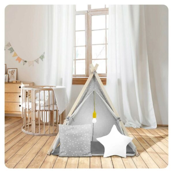 Otroški šotor s svetilko in blazinami | siva