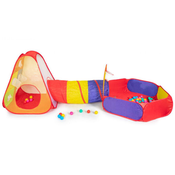 Otroški šotor s tunelom, bazenom in žogicami | barvni