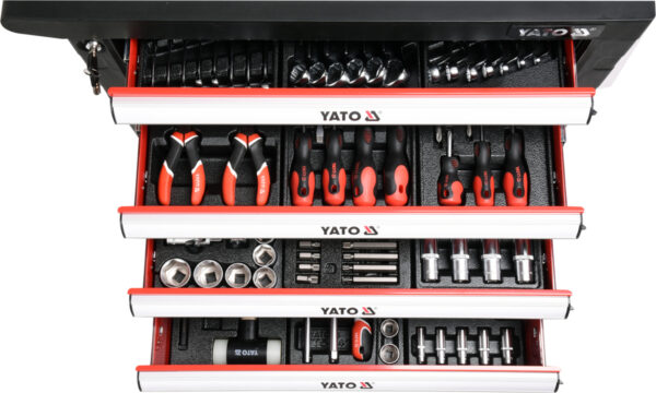 Voziček za orodje v delavnici 6 predalov rdeča | 177 orodij