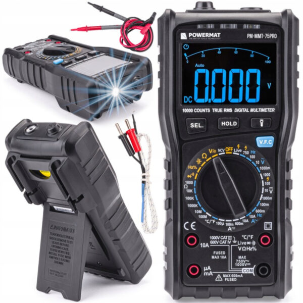 Digitalni multimeter LCD + osvetlitev LED | PM-MMT-75PRO ima priročno osvetlitev LED, ki osvetljuje merilno točko.