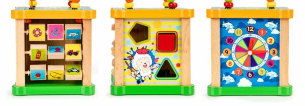 Lesena izobraževalna kocka + labirint | igralna plošča Tic-Tac-Toe