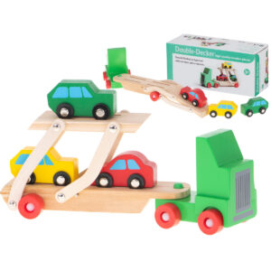 Leseni avtomobili - vlečni tovornjak + 3 avtomobili