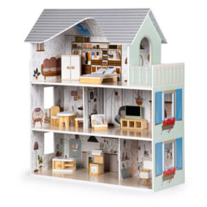 Lesena hišica za lutke s pohištvom | Residence