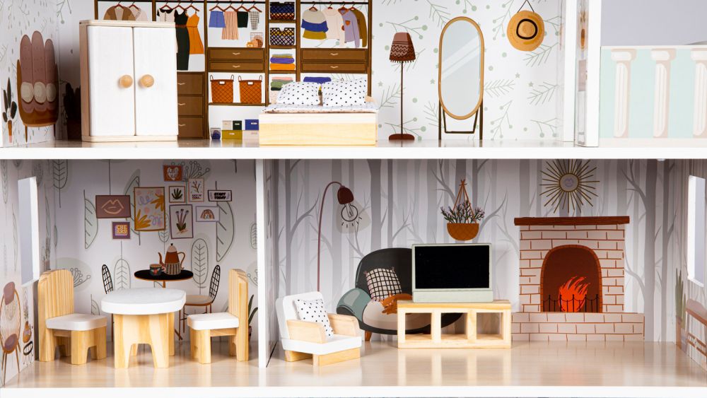 Drevený domček pre bábiky s nábytkom Residence 6