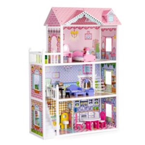 Drevený domček pre bábiky s nábytkom | XXL. Virginia Residence je bezpochyby najlepší darček, ktorý môžete svojmu dieťaťu venovať. Snom každého dievčaťa je,