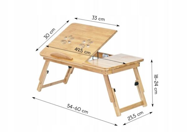 Lesena mizica za prenosni računalnik | 49,5 x 30 cm