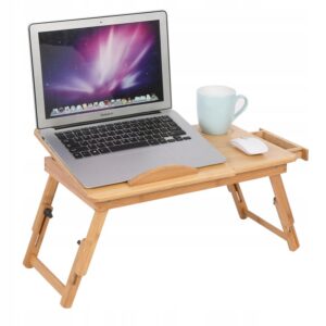 Lesena mizica za prenosni računalnik | 49,5 x 30 cm - Miza za prenosni računalnik iz bambusovega lesa. 4-stopenjska nastavitev naklona mizice.