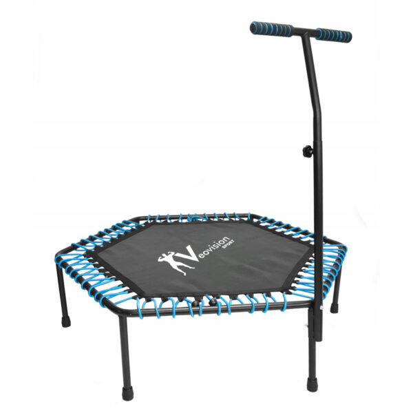 Fitnes trampolin z ročajem do 100 kg | modro-črna