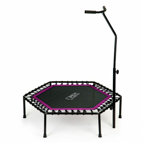Fitnes trampolin z ročajem za vadbo | črno-rožnata