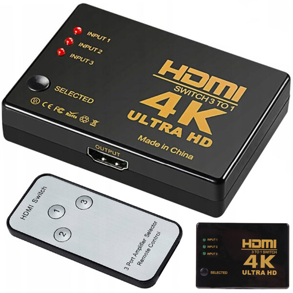 Vozlišče HDMI s 3 režami in daljinskim upravljalnikom