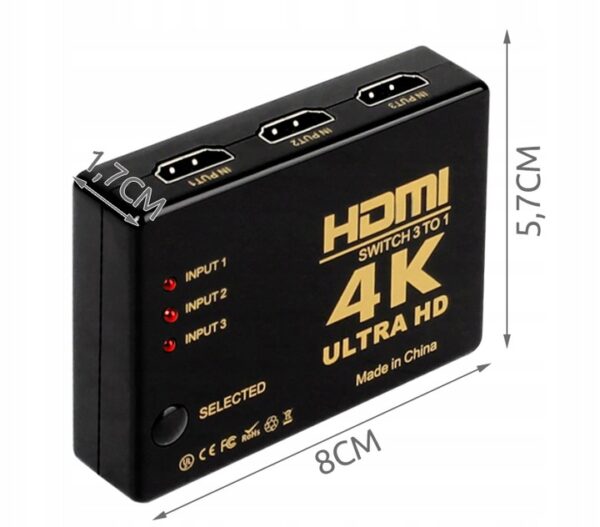 Vozlišče HDMI - preklopnik 4K + daljinski upravljalnik