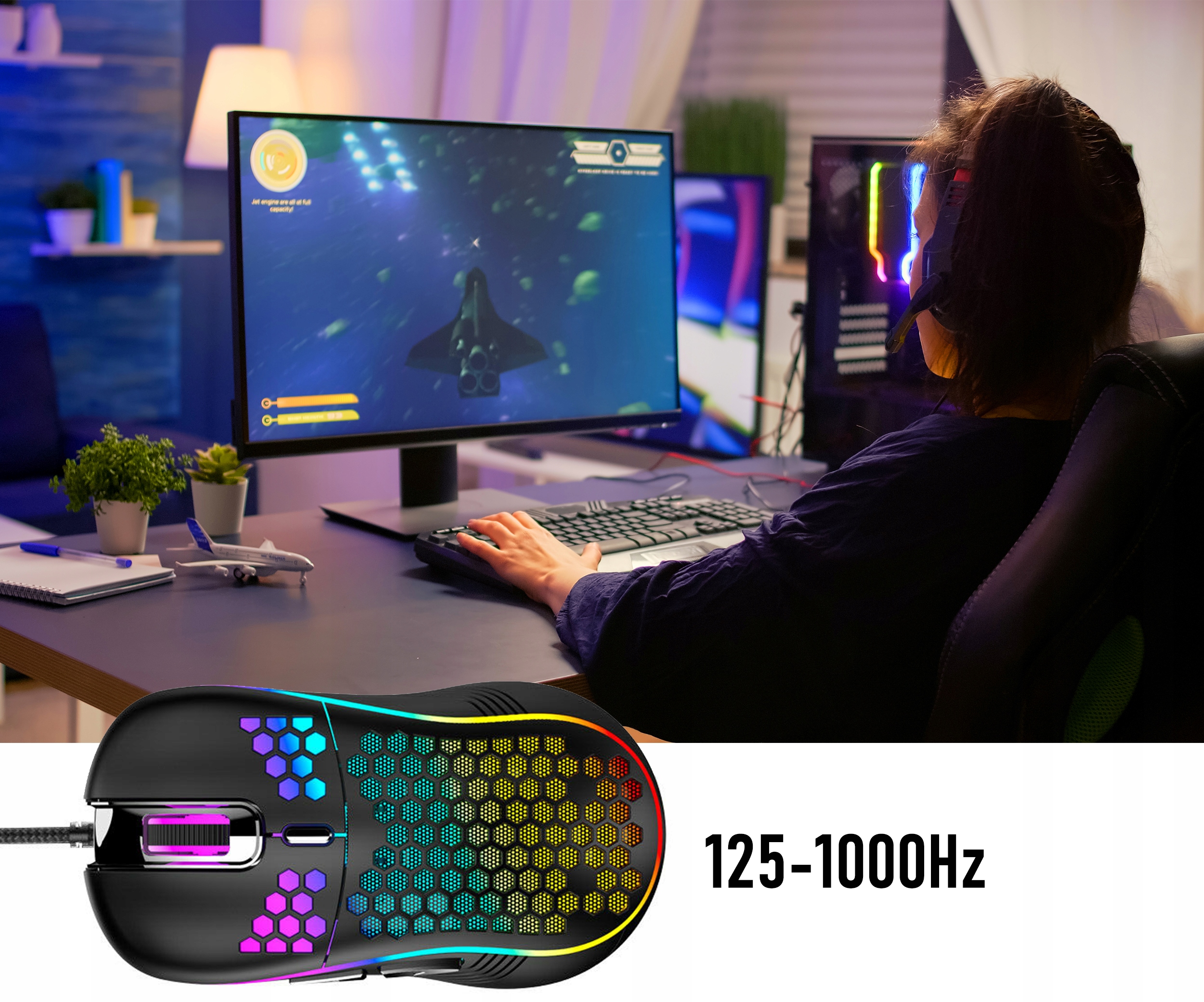 Gaming miška USB LED RGB 7200 DPI