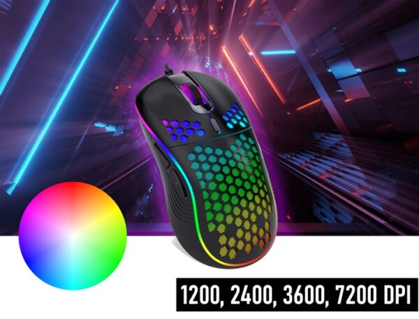 Gaming miška USB LED RGB 7200 DPI