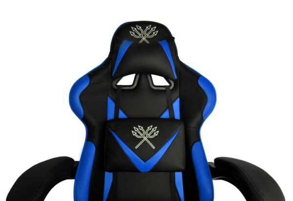 Gaming stol z blazinami in naslonom za noge | črna in modra