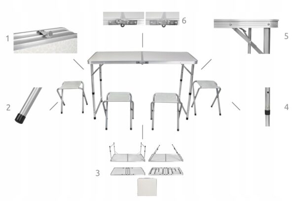 Zložljiv set za kampiranje | miza + 4 stoli