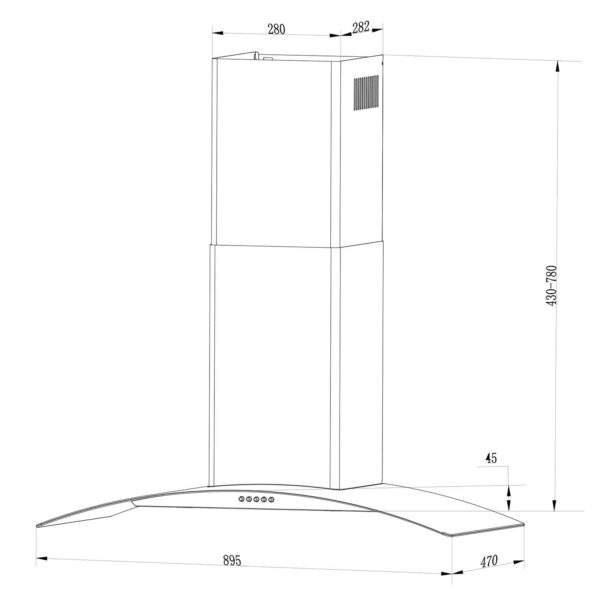 Kominska napa BT-223 INOX - 65 W | nerjaveče jeklo