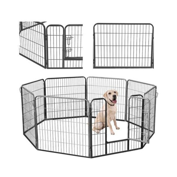 Kovinska ograja za pse in mladiče 8 delov 80 x 80 cm | Malatec