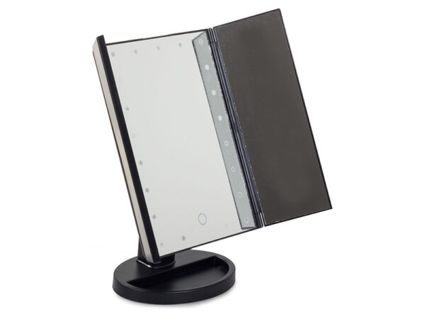 Kozmetično ogledalo s povečavo + LED lučka | črna