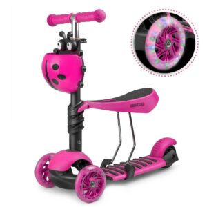 LED tricikel in otroški voziček - 2 v 1, beruška | roza