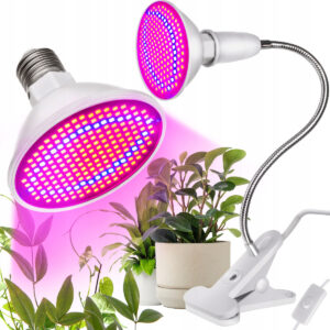 LED lampa pre pestovanie a rast rastlín 200 LED E27 | 9.5W podporuje fotosyntézu, vďaka ktorej pomáha rastline rásť a vyživovať ju.